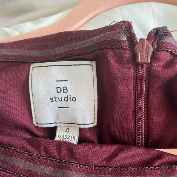 David’s Bridal Off the Shoulder Stretch Crepe Ruched Bridesmaid Dress - Cabarnet - Picture 7 of 7